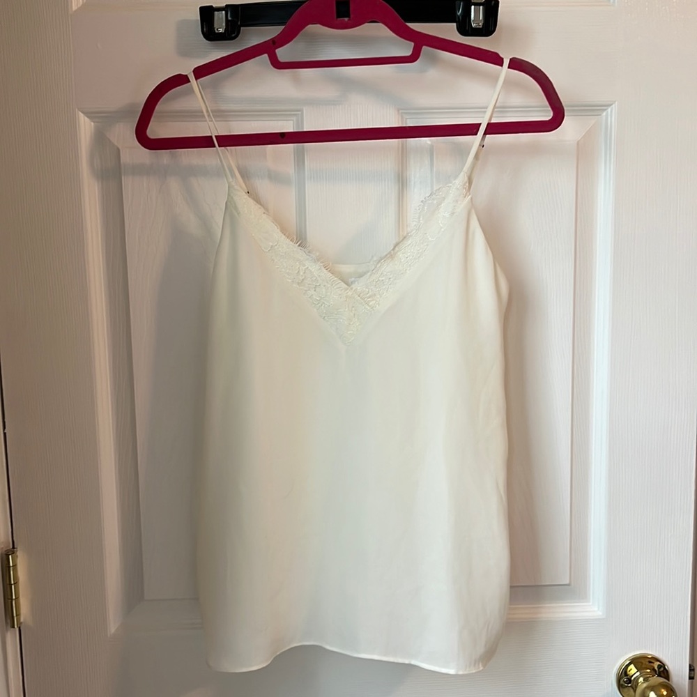 socialite white/cream lace trim tank